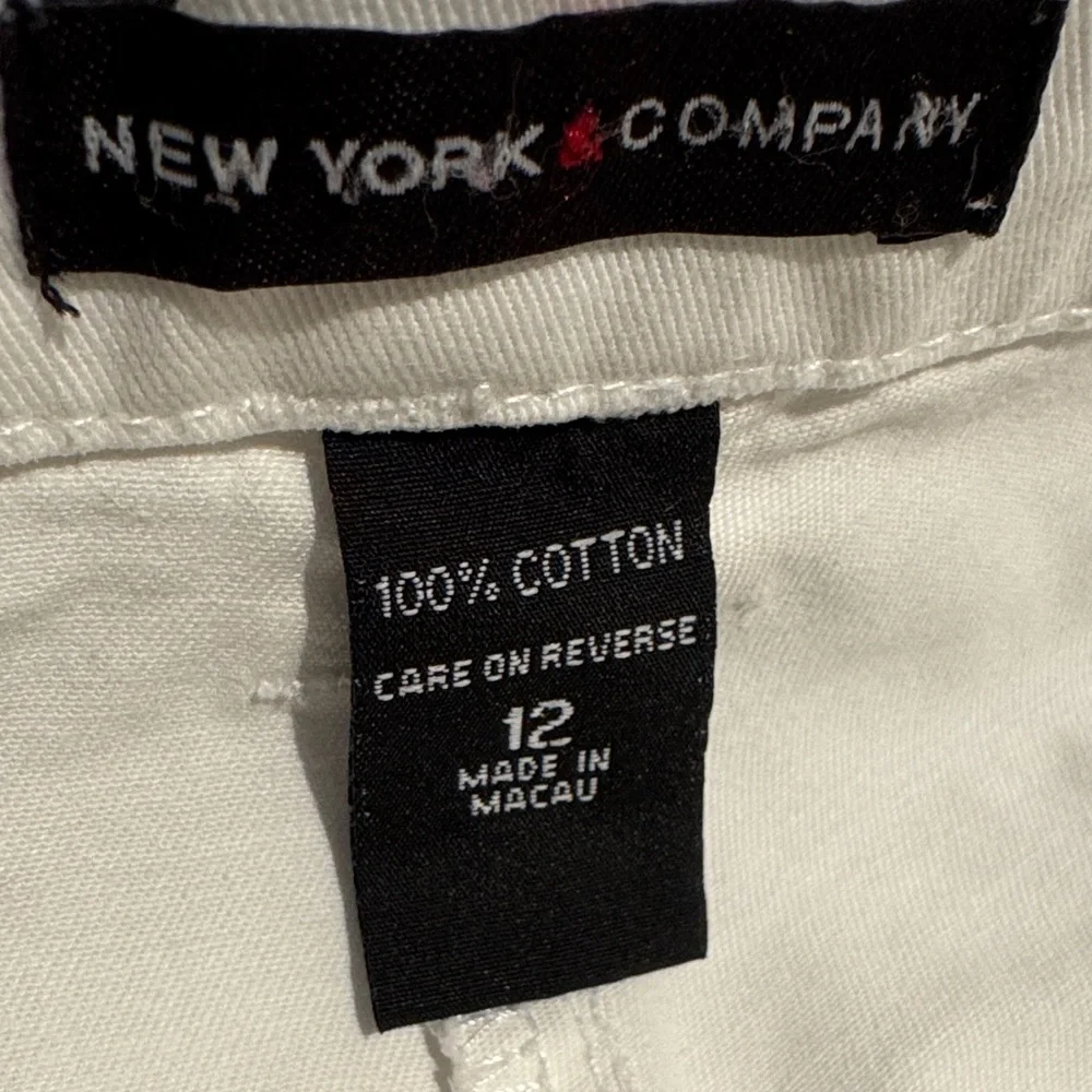 NEW YORK & COMPANY 100% COTTON JEAN SHORTS POCKETS CARGO UTILITY JORTS 12 WHITE